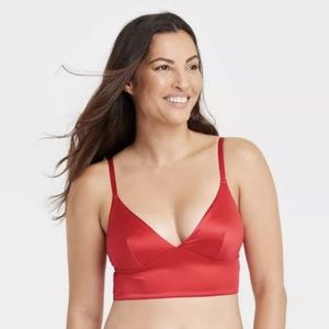 Auden Silky Red Longline Bralette